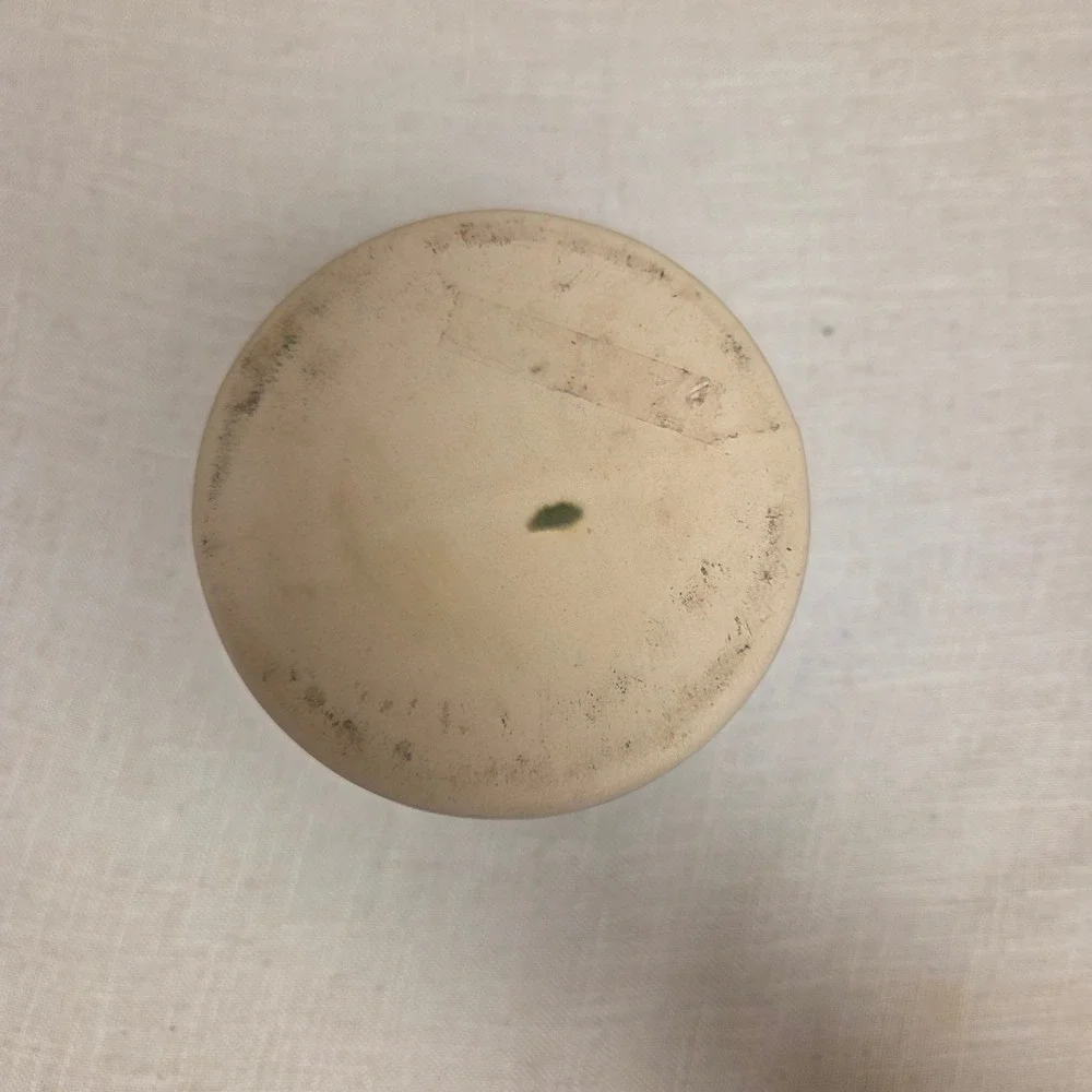 Vintage Green Drip Glaze Ceramic Vase Embossed Leaf Pattern Pedestal Base 6in